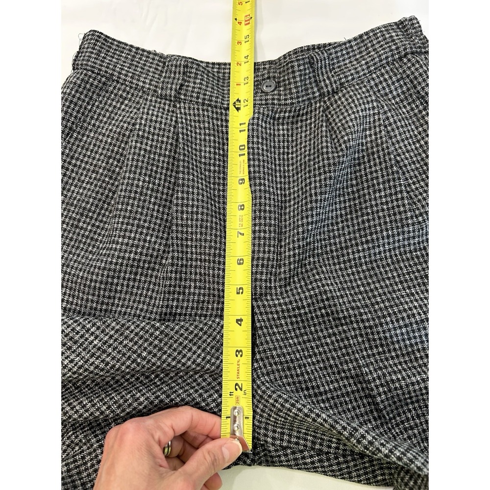VTG Wool Blend Houndstooth‎ Pants Grandma Academic Pleated High Waist Small 4/6 - Picture 11 of 12